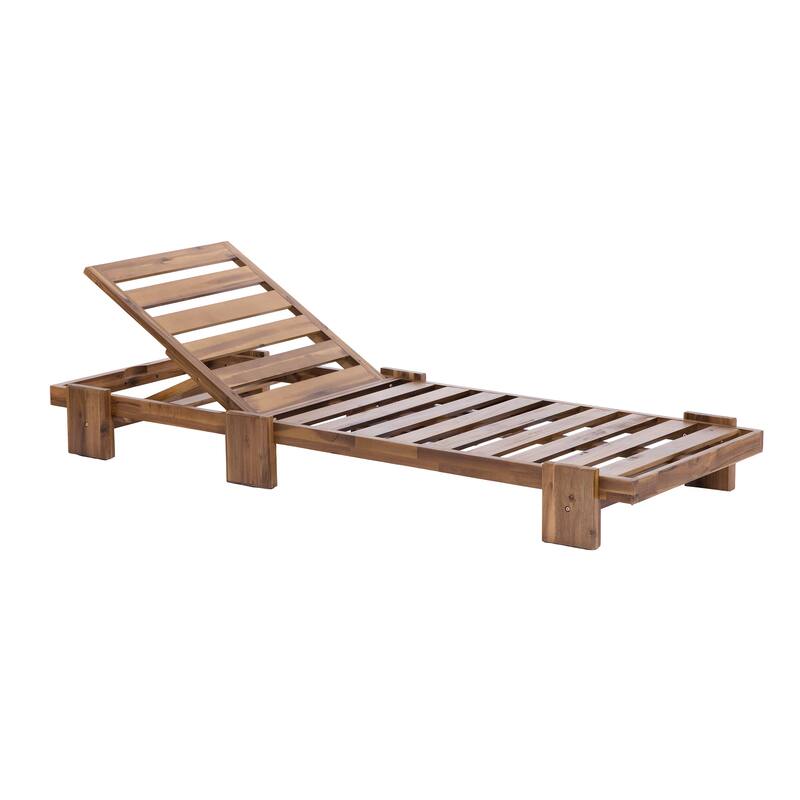 Roomfitters 78.8" Outdoor Patio Chaise Lounge Chair with Adjustable Backrest and Side Table for Poolside & Garden