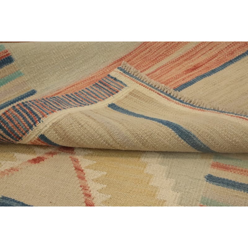 Hand Woven Oriental 100% Wool Carpet Southwestern Tribal Multi-Colored Kilim Runner Rug - 9' 10'' X 2' 6''