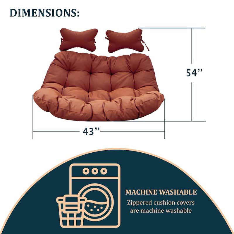 Egg Swing Chair Cushion Durable Weather Resistant Polyester Fits 2 People by LeisureMod
