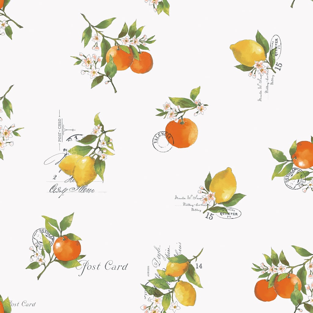 Galerie Wallcoverings Just Kitchens Citrus Toss Vinyl on Non-woven Matte Wallpaper Roll - 33 feet x 21 inches