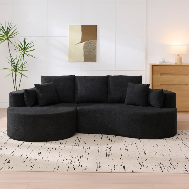 Christopher Knight Home - 106'' Cloud Curved Sectional Sofa with Right Chaise Lounge and Ultra-Soft Foam Comfort