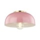 preview thumbnail 1 of 0, Mitzi by Hudson Valley Avery 1-light Aged Brass Small Semi Flush, Pink Metal