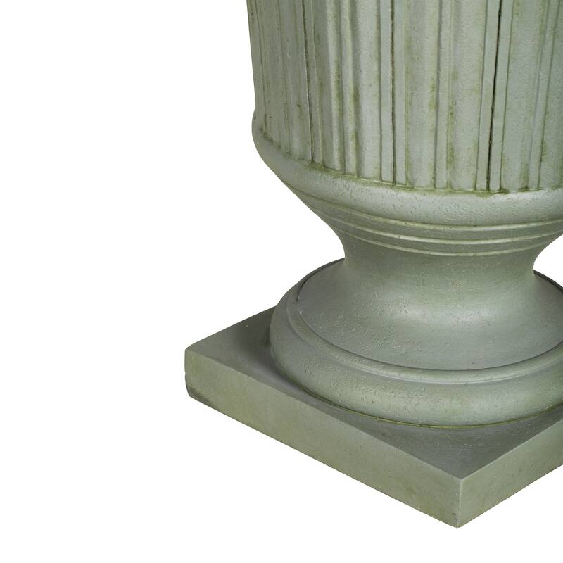 Christopher Knight Home - Classical 22.4"H Outdoor Pedestal Urn Planter with Embossed Leaf Design