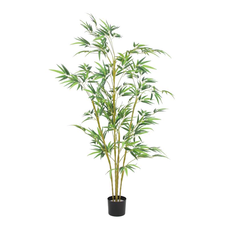 The Mod Greenhouse 60" Artificial Real Touch Bamboo Tree in Black Matte Planter's Pot