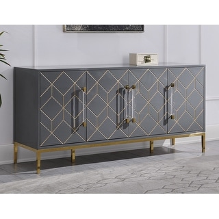 Best Master Furniture  65 Inch Lacquer Contemporary 4 Door Sideboard (Grey)