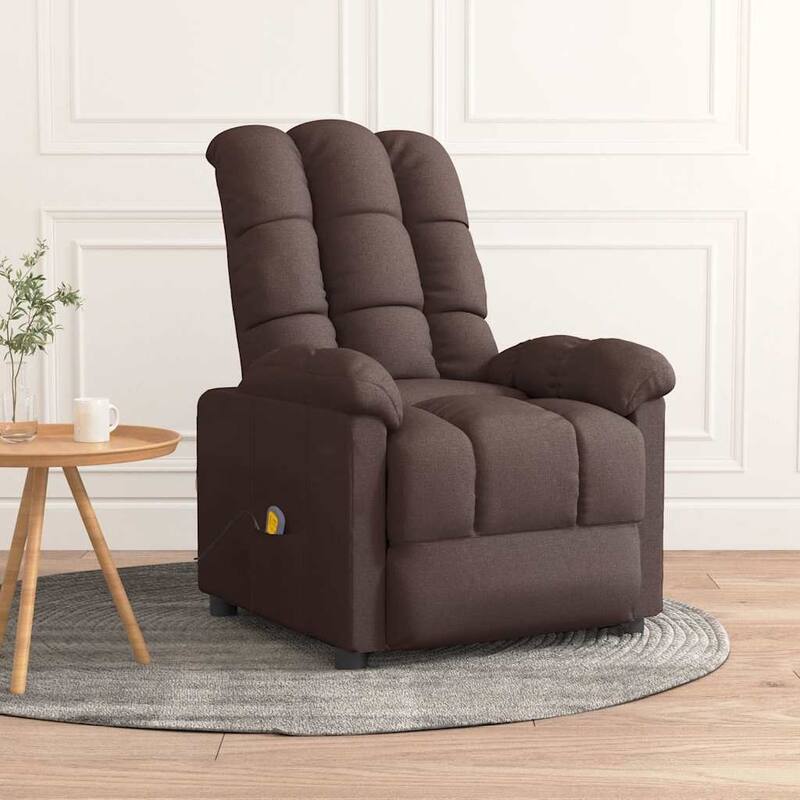 vidaXL Massage Recliner Dark Brown Fabric - 29.1" x 39" x 40.2"