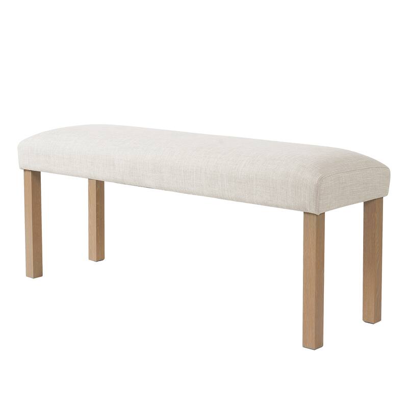 6-Piece Wood Dining Table Set, Modern Kitchen Table Set with 4 Upholstered Chairs and Bench for Living Room