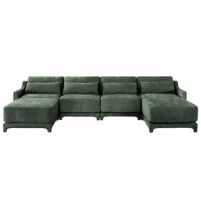 GDFStudio- Odyssey Chenille Four-Seater Sofa with Dual Ottoman