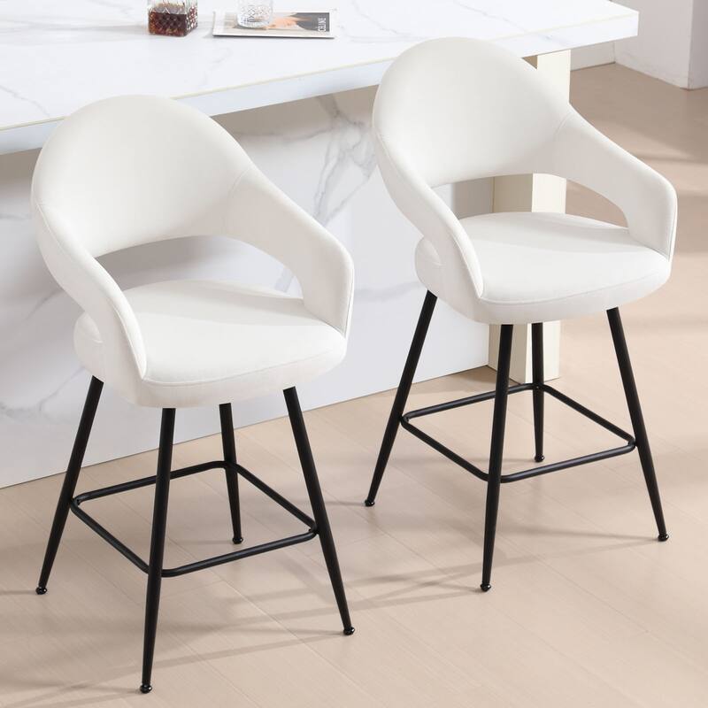 26" Velvet/ Faux Leather Counter Height Swivel Bar Stools Set of 2/4 - 39.2"H x 20.4"W X 22"D