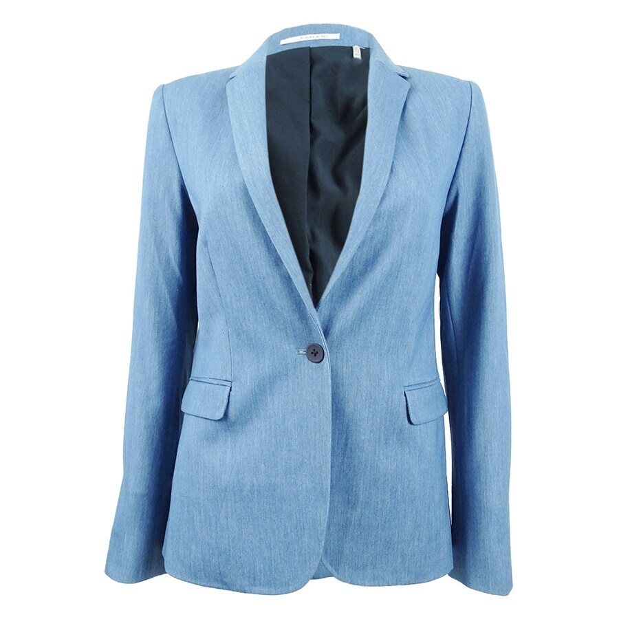 Shop T Tahari Women S Leah Chambray One Button Jacket 4 Light
