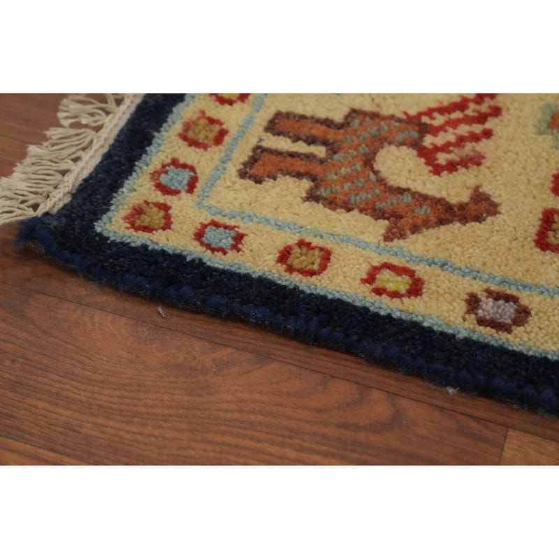 Hand-knotted Traditional Wool Yellow Geometric Oriental Area Rug - 10' 0'' X 7' 11''