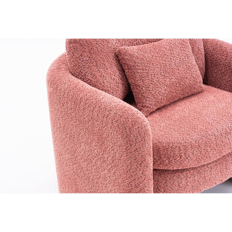 Chenille Round Corner Accent Chairs with Ergonomic Support and Tool-Free Assembly