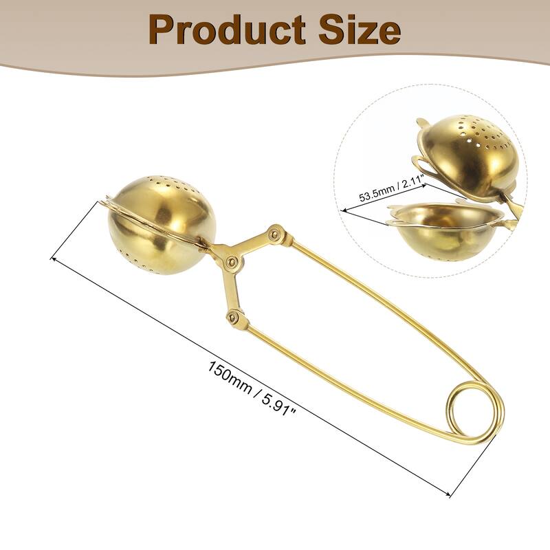 1 Pcs Teapot Snap Tea Ball Infuser, Tea Strainer with Handle - Gold