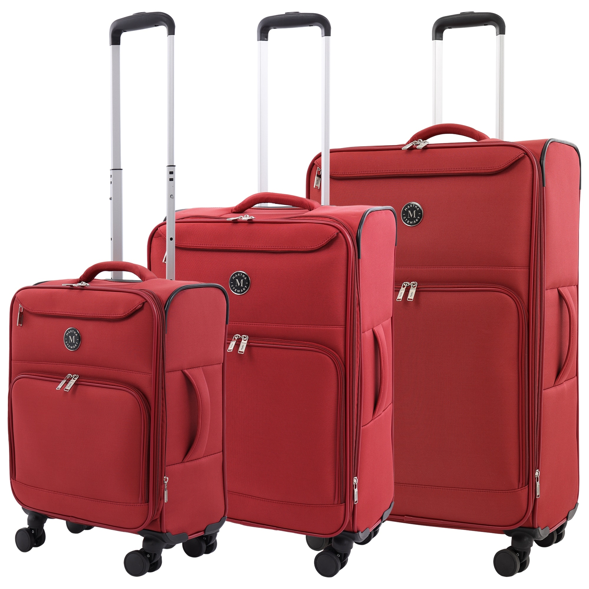 Martha Stewart 3-Piece Softside Luggage Set - 22" Carry-On, 27" Medium, 31" Large - 8 Spinner Wheels, Expandable Softshell