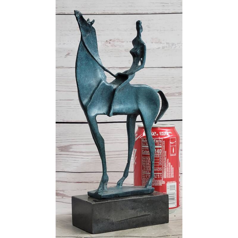 Salvador Dali Abstract Modern Artwork Woman On Imitative Horse Bronze Sculpture Statue