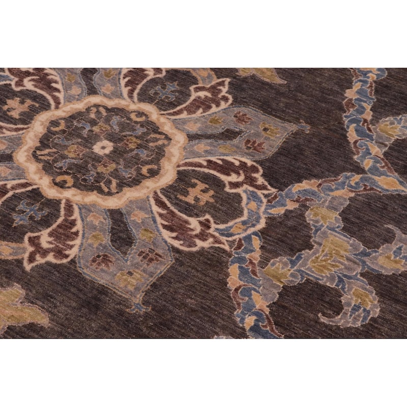 Bohemian Heriz Ziegler Ashlyn Grey Blue Hand-Knotted Rug - 8'0'' x 9'7''
