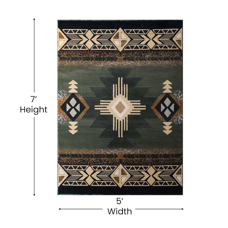 Traditional Southwestern Style Olefin Fiber Geometric Area Rug