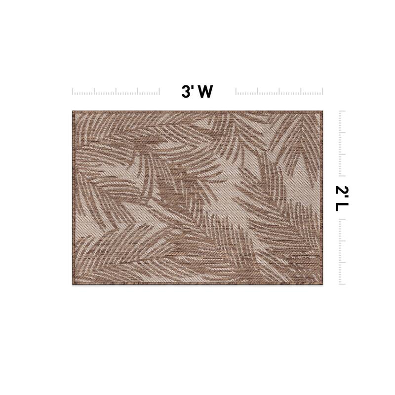 World Rug Gallery Contemporary Distressed Leaves Textured Flat Weave Indoor/Outdoor Area Rug