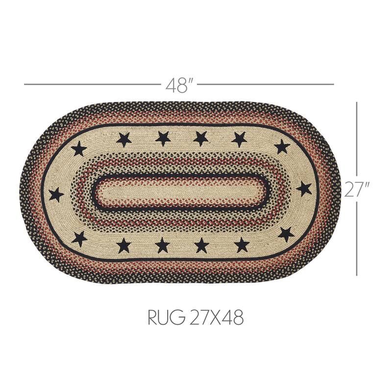 Colonial Star Jute Rug Oval w/ Pad 27x48 - 27" x 48" Oval