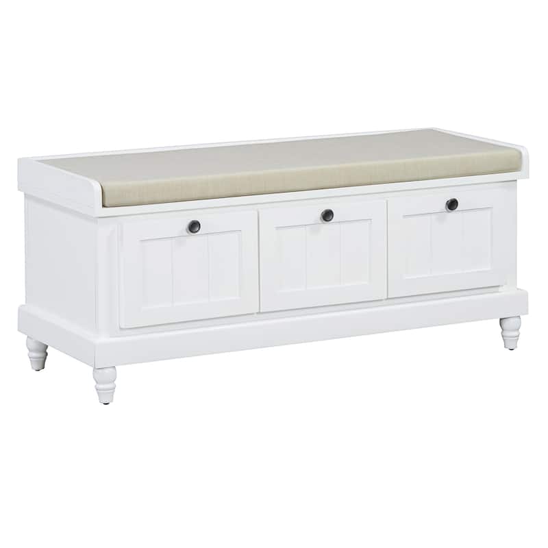 Classic Storage Bench with Cushioned Seat and Drawers