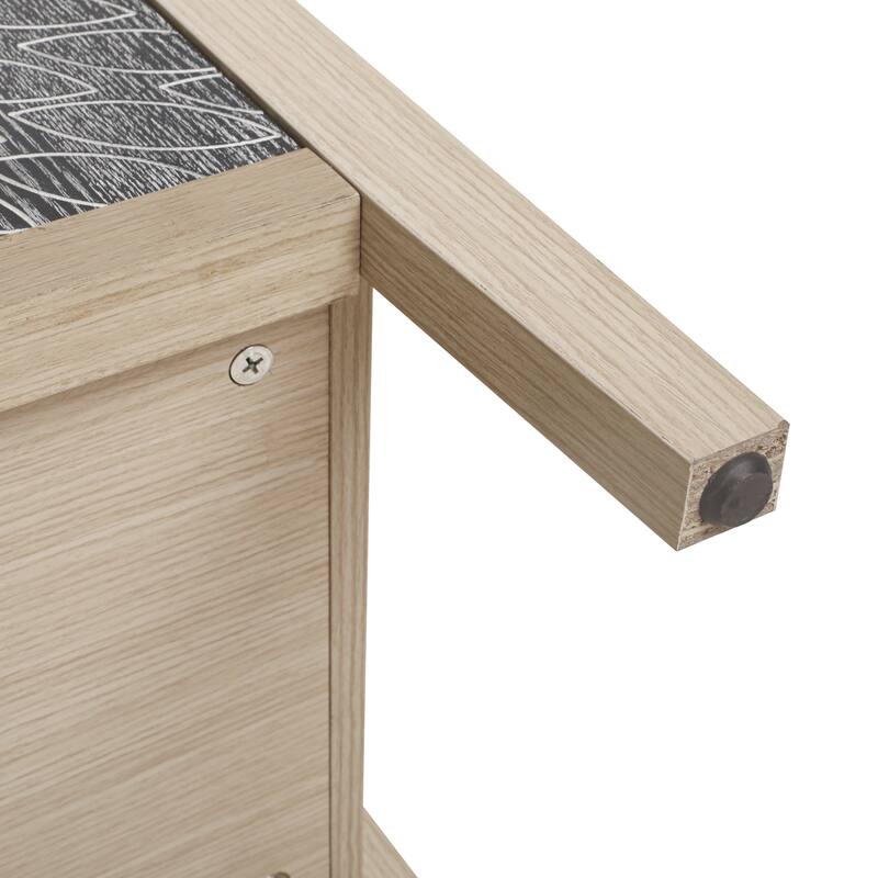 GDFStudio - Oakcraft Traditional Wooden Accent Storage Cabinet with 2 Carved Doors