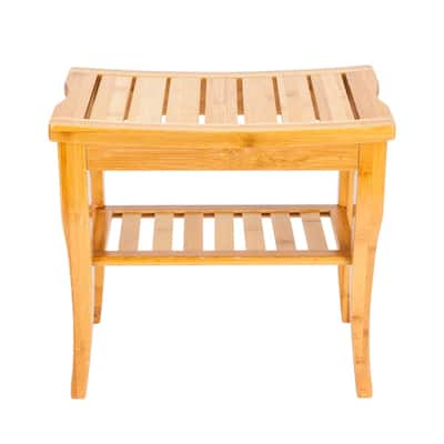 Bamboo Shower Bath Stool Wood Seat Bench for Indoor or Outdoor Use