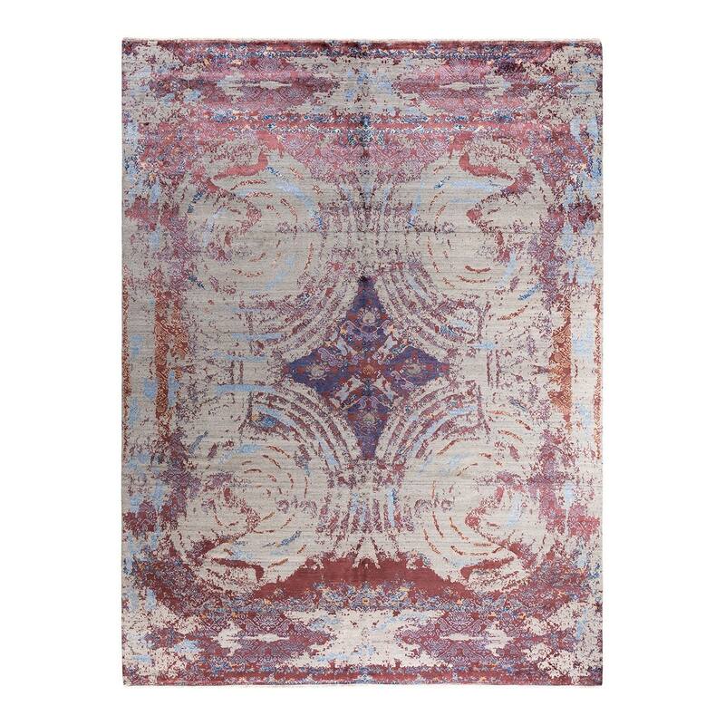 Ikat One-of-a-Kind Hand-Knotted Area Rug, Ivory - 9' 3" x 12' 2"