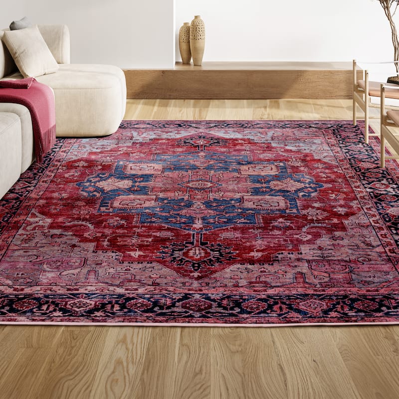 JONATHAN Y Marrakesh Ornate Medallion Machine Washable Area Rug