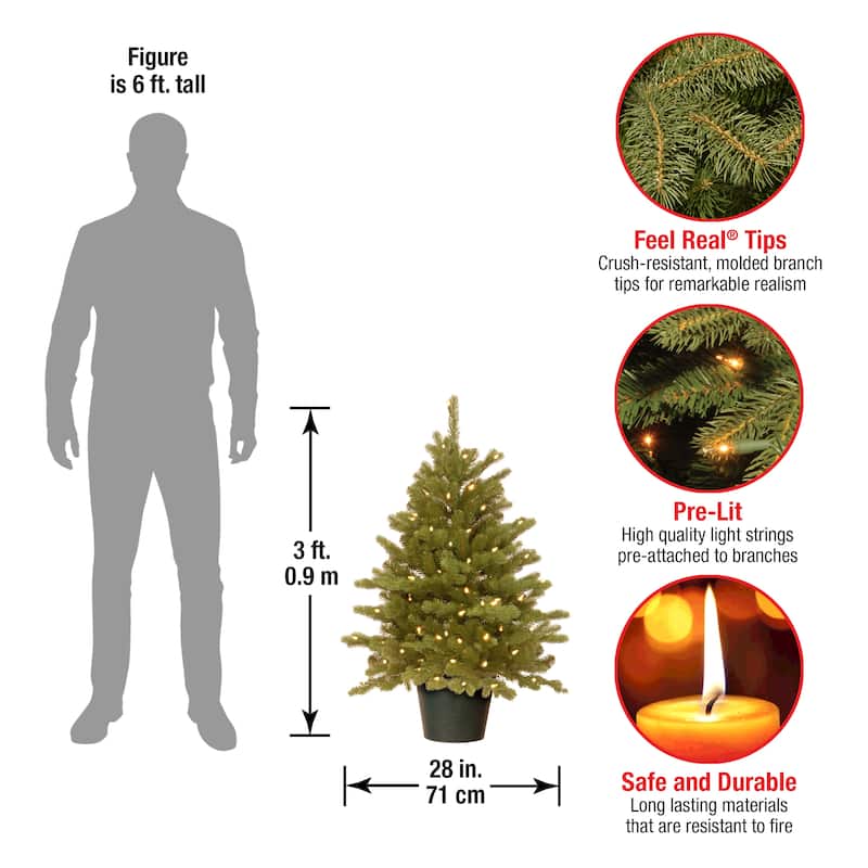 National Tree Company 3 ft. Hampton Spruce Green Holiday Tree with Clear LED Lights - 3 Foot