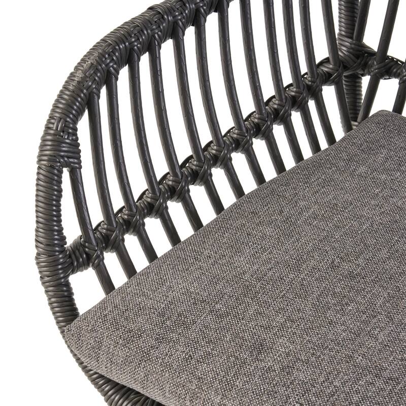 Set of 2 Modern Indoor/Outdoor Rattan Accent Chairs with Metal Legs