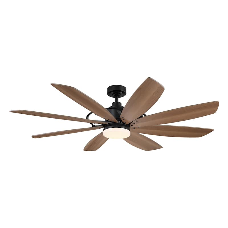60-inch Black Farmhouse Windmill Ceiling Fan with LED Light and Remote
