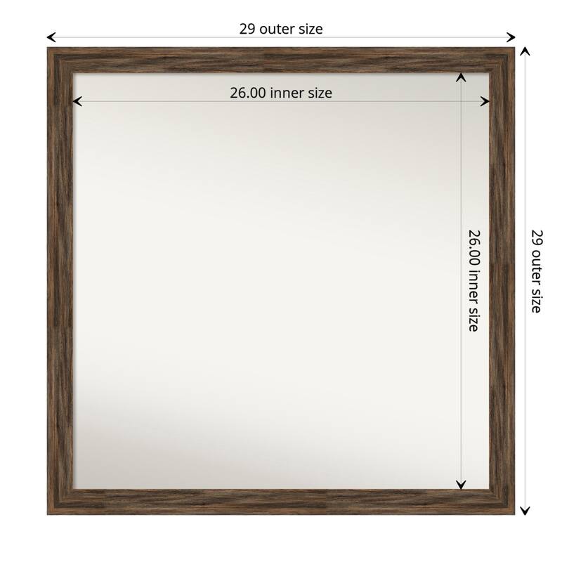 Non-Beveled Wood Wall Mirror - Regis Barnwood Mocha Narrow Frame