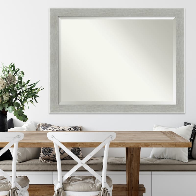 Beveled Wall Mirror - Glam Linen Grey Frame - Glam Linen Grey