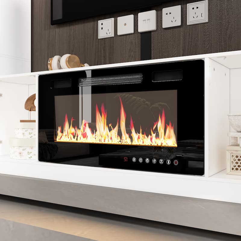 Entertainment Hub w/Fireplace Insert Compatibility Sleek Media Center