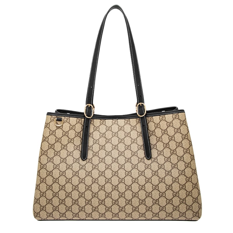 Gucci GG Emblem Large Tote Bag - Beige and Black