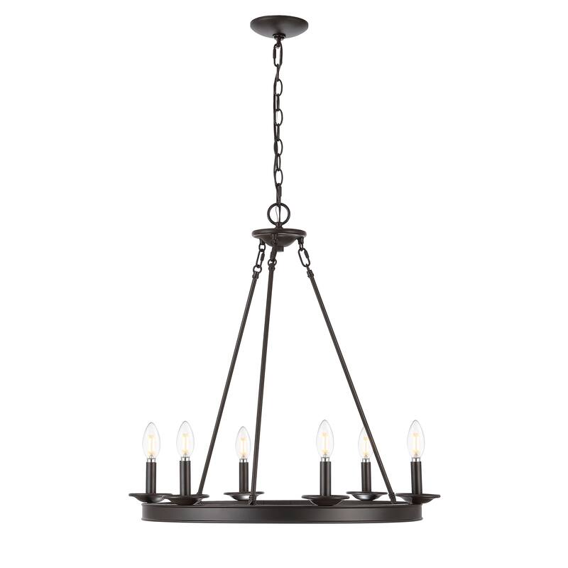 SAFAVIEH Joris 6Lt Chandelier - Oil Rubbed Bronze (Black) - 26"W x 26"D x 103"H