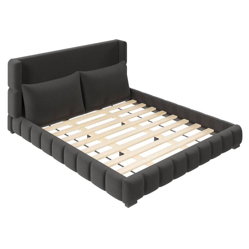 Upholstered Platform Bed with 2 Cushioned Pillows by Harper&Bright Designs