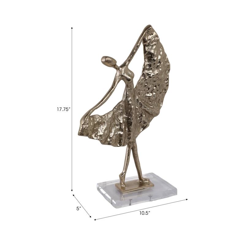 Metal Sculpture Dancer Figurine Modern Stylish Home Decor - 18" Gold - 10.5" x 5" x 17.75"