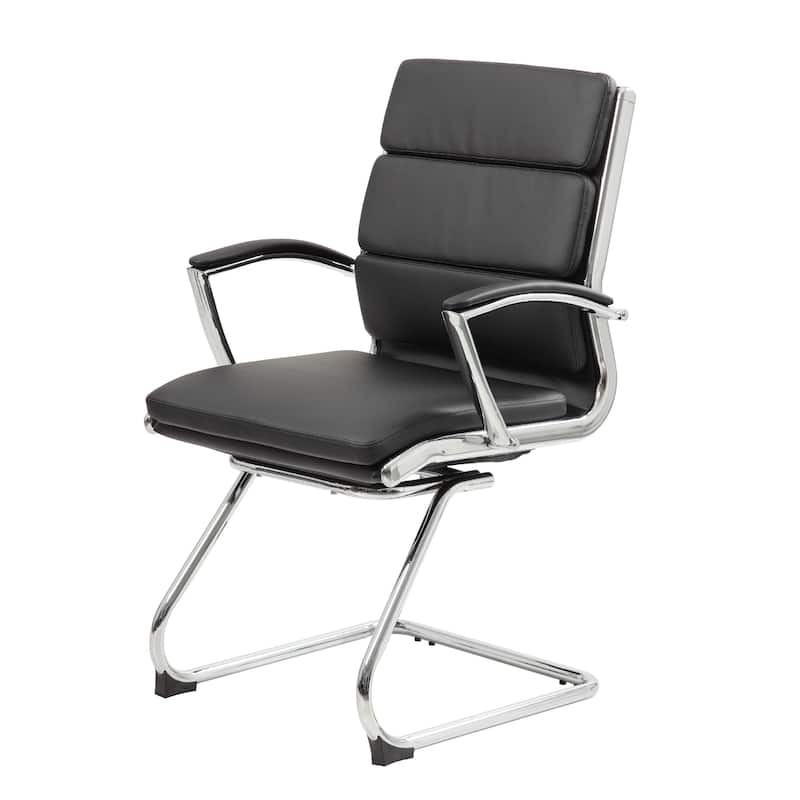 Kim Executive Guest Chair with Metal Chrome Cantilever Base, Black Vinyl
