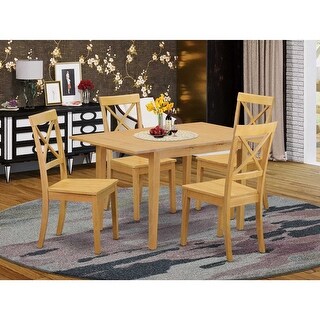 Baroque Dining Set - 5 Piece Table & Chair Set - Oak Finish - Elegant ...