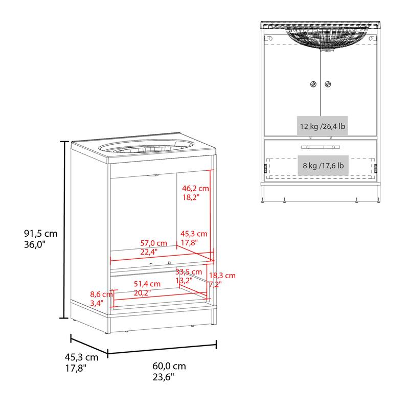Bathroom Vanity with minimalist design , 2 Doors, 1 Drawer with durable engineered wood