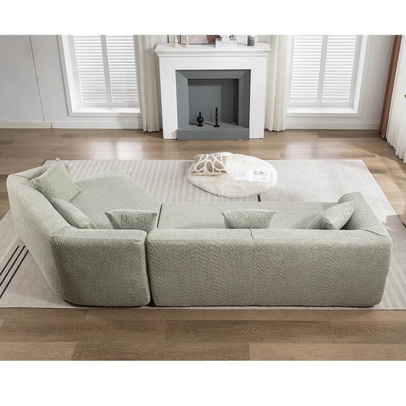 Minimalist Boucle Modular Sofa, Comfortable 3-Seater with Reversible Sectional Design, Ideal for Living Room