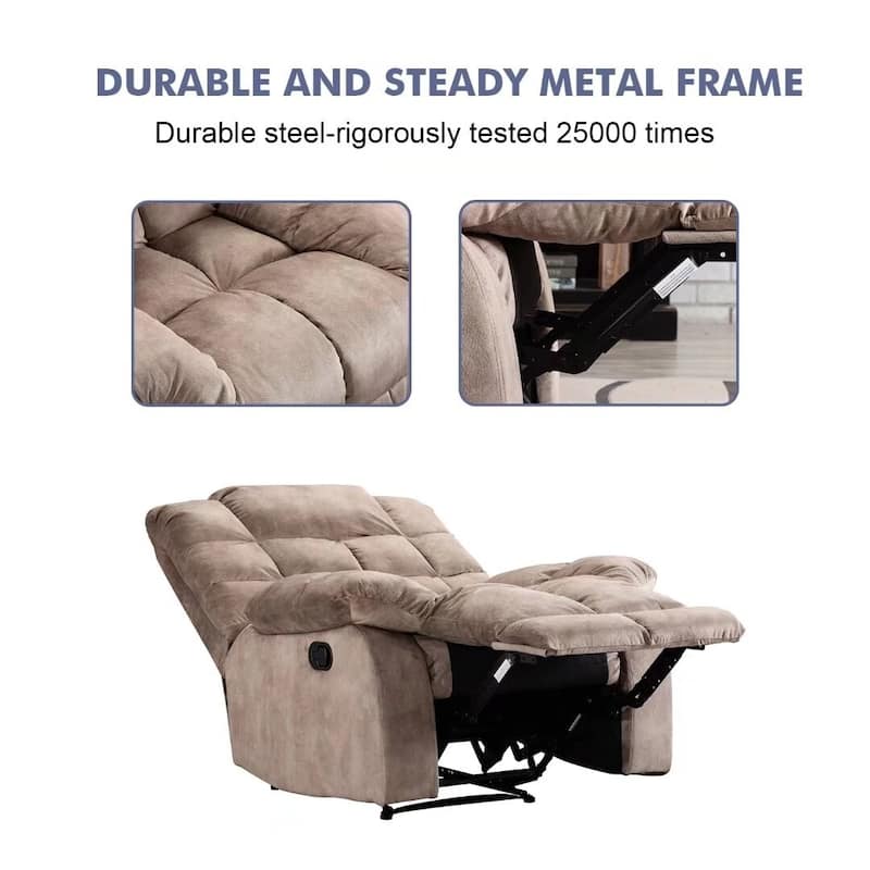 Manual Recliner Overstuffed Breathable Fabric Sofa for Living Room