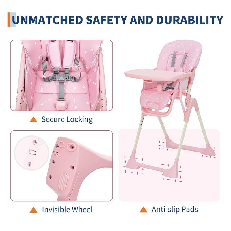 Adjustable Height Foldable Feeding Chairs for Babies and Toddlers