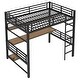 preview thumbnail 8 of 13, Black Full Metal Loft Bed Frame with Storage Shelf & LED Light