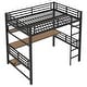 preview thumbnail 9 of 14, Black Full Size Metal Loft Bed Frame with Storage Shelf and LED Light, Iron Mesh
