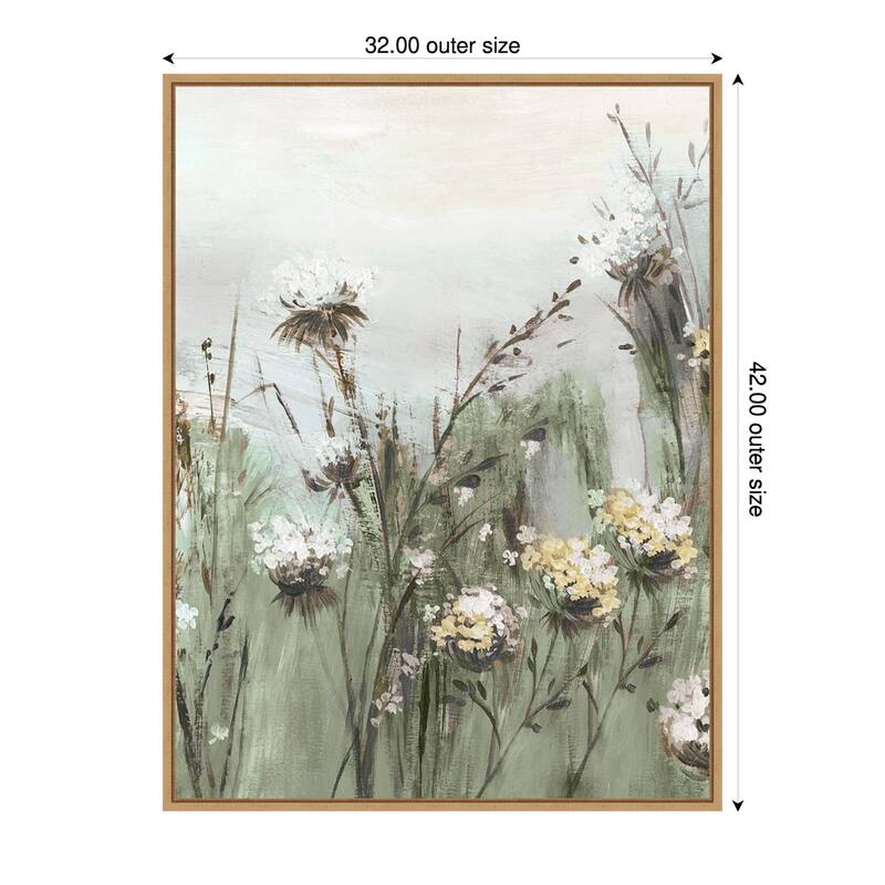 Wildflowers in a Gentle Breeze No. 1 by PI Studio Framed Canvas Wall Art Print - 32 x 42 in