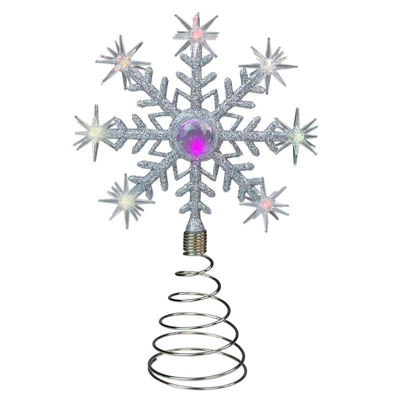 11" LED Coloring Changing Twinkling Snowflake Christmas Tree Topper