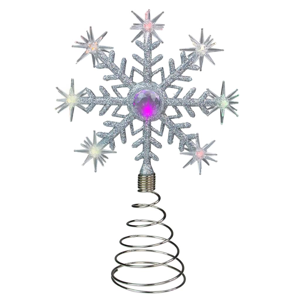11" LED Coloring Changing Twinkling Snowflake Christmas Tree Topper
