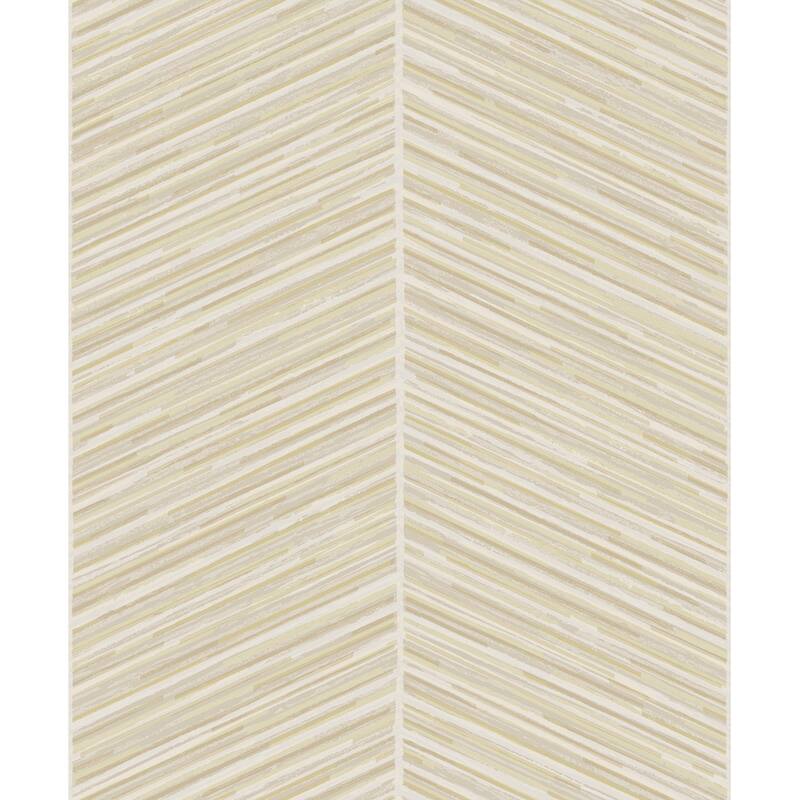 Seabrook Designs Herringbone Stripe Unpasted Wallpaper - 20.5 in. W x 33 ft. L - Metallic Gold and Off-White